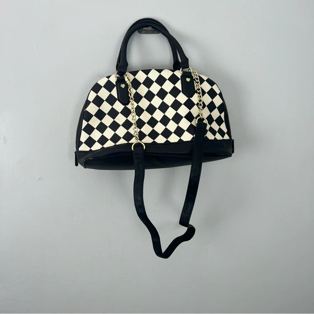 Betsey Johnson Checkered Black and White Handbag - Picture 9 of 13